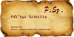 Pétyi Szibilla névjegykártya